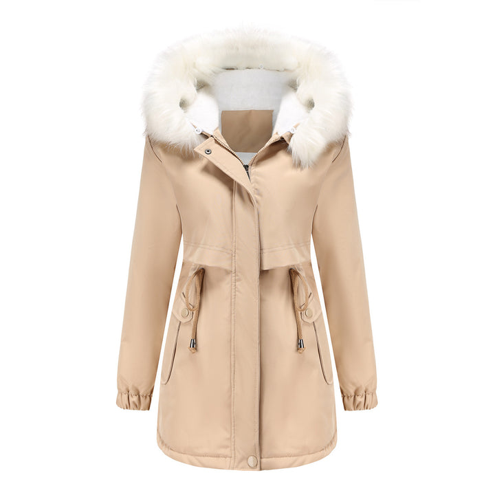 Fashionable winter coat for women with removable fur collar Lune London