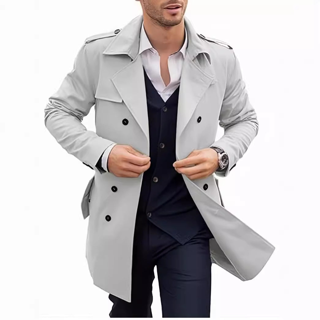 Elegant trench coat for men with textured design and double row of buttons Amarae
