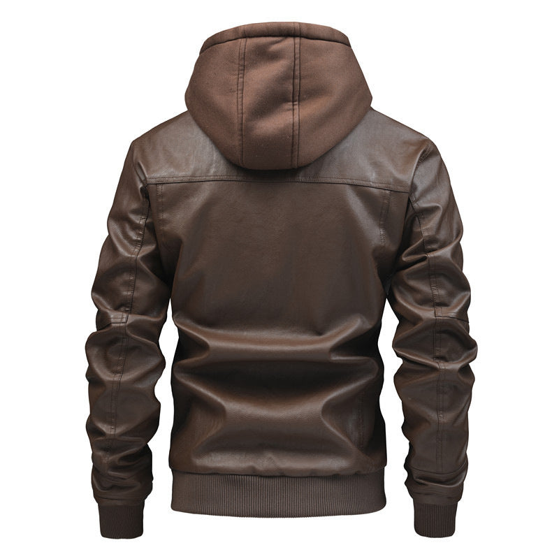 Men's leather jacket with removable hooded inner lining Lune London