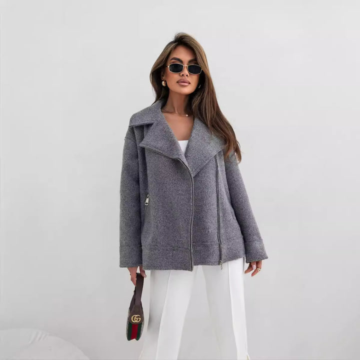 Women's jacket with asymmetrical zip and soft material Lune London