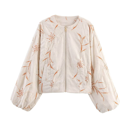 Quilted bomber jacket for women with floral design Amarae