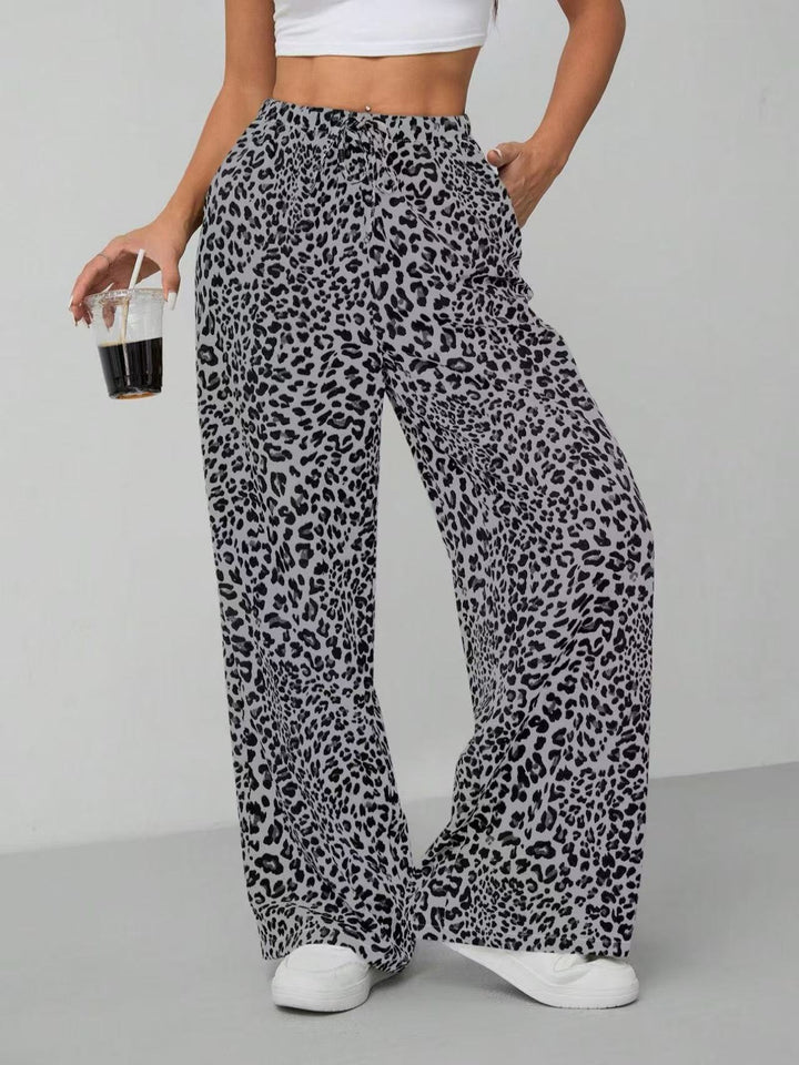 Leopard print palazzo pants for women with a relaxed fit Lune London