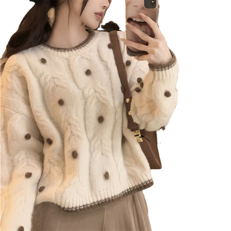 Sweater en tricot épais pour femmes avec détails de perles décoratives Chic & Stil