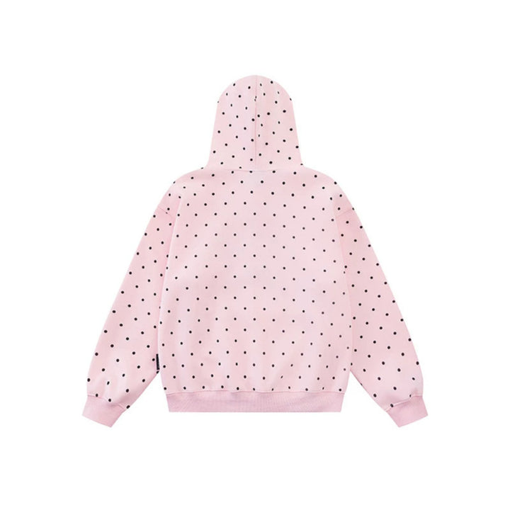 Women's hoodie with button star appliqué, allover polka dot and kangaroo pocket Amarae