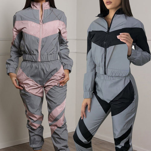 Ensemble de survêtement pour femmes avec un design à blocs de couleur tendance et une taille élastique Chic & Stil