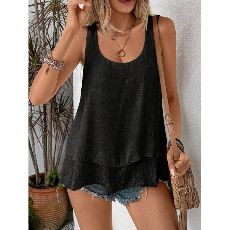 Women's casual linen top with wide neckline Amarae