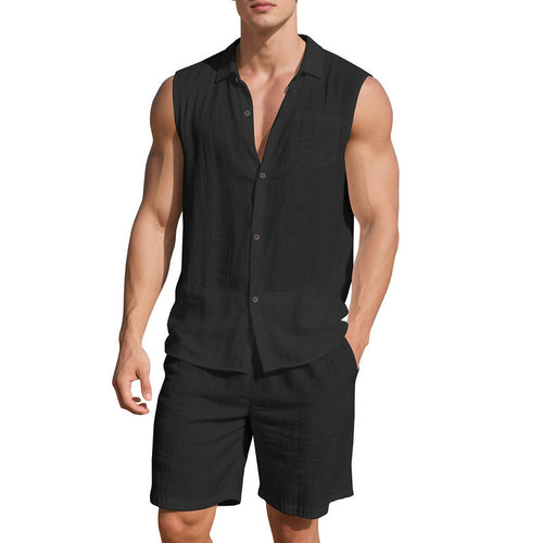 Tenue d'été décontractée pour hommes avec chemise sans manches et shorts Amarae