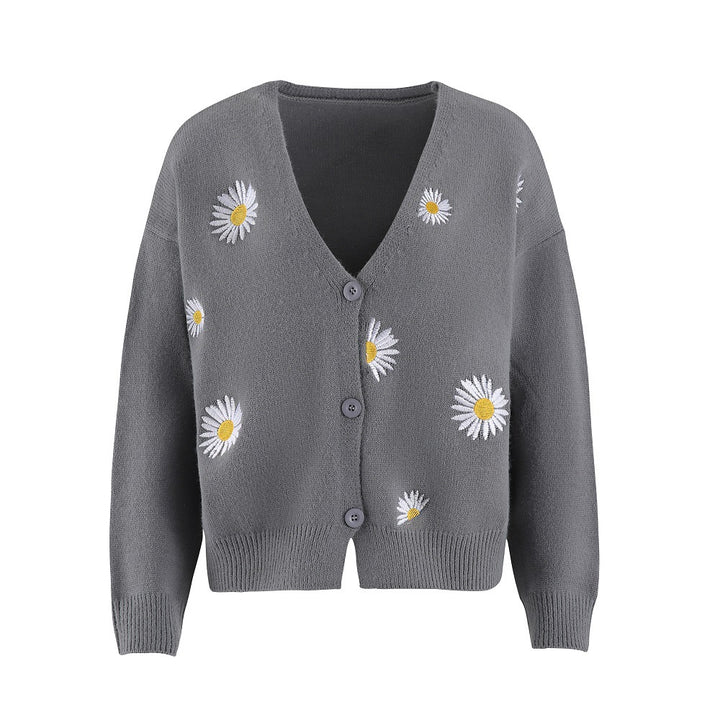 Women's knitted jacket with floral pattern and classic cut Lune London