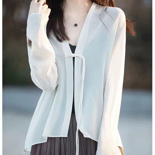 Blouse transparente pour femme avec ceinture à nouer romantique Chic & Stil