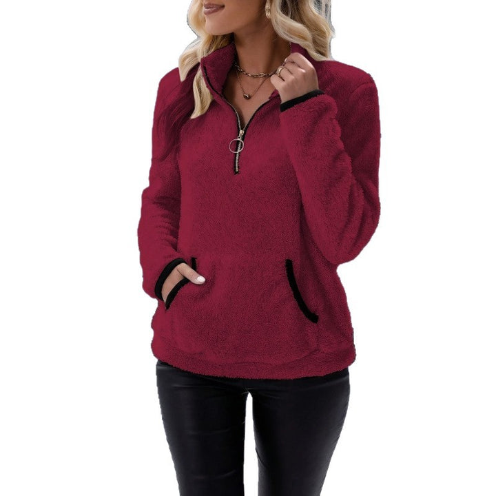 Fleece sweater for women with high collar and practical pockets Lune London