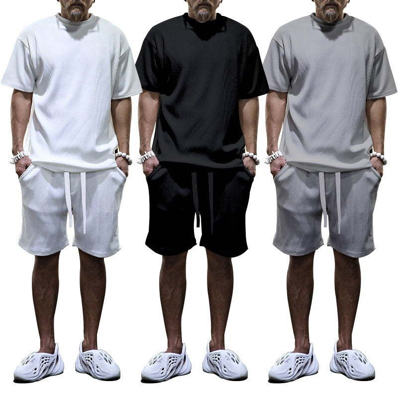 Breathable sports set for men with short sleeve t-shirt and shorts Lune London