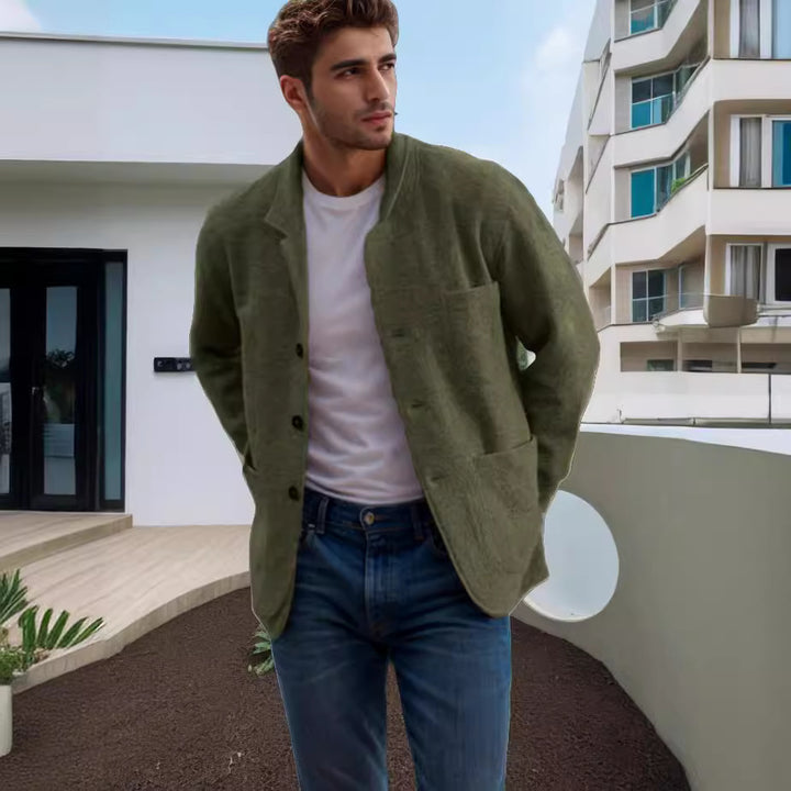 Transitional jacket for men in high-quality material with an elegant collar and practical pockets Lune London