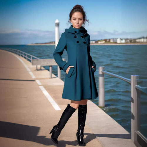 Fashion hoodie coat for women with button details and practical pockets Amarae