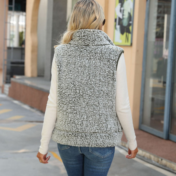 Ladies Soft Fleece Sweater with High Collar and Practical Pockets Lune London