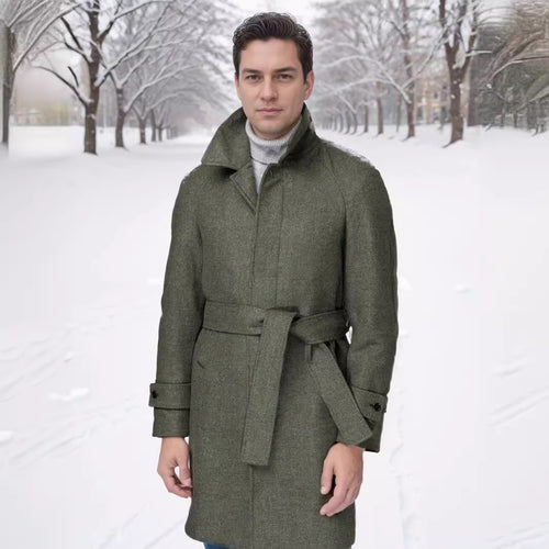Elegant and fitted trench coat for men in high-quality wool Amarae