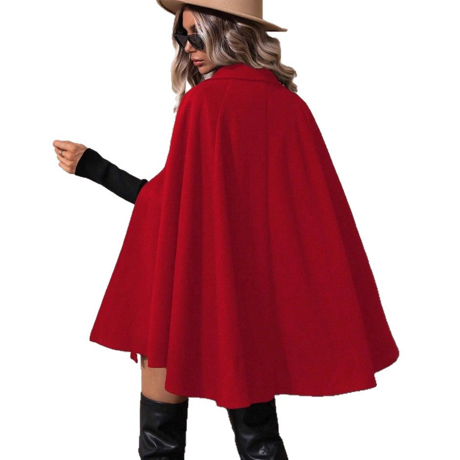 Dames élégant pur laine Cape veste avec double patte de boutonnage Chic & Stil