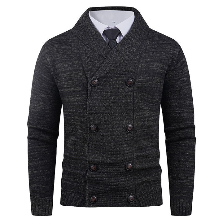 Men's knit jacket with modern shawl collar and practical button details Lune London