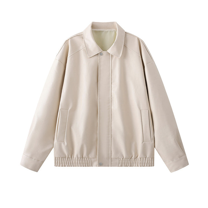 Elegant faux leather jacket for men with elastic waist Amarae