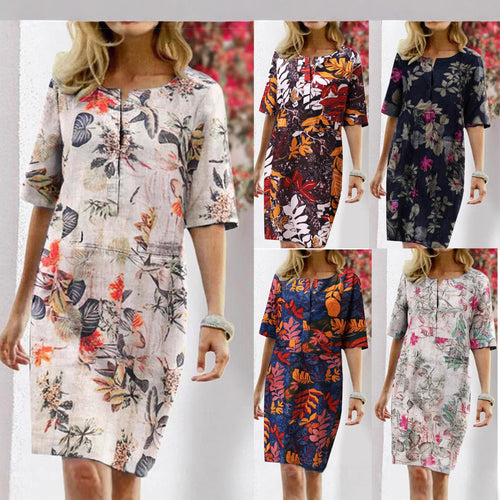 Chic Women's Tropical Print Shift Dress