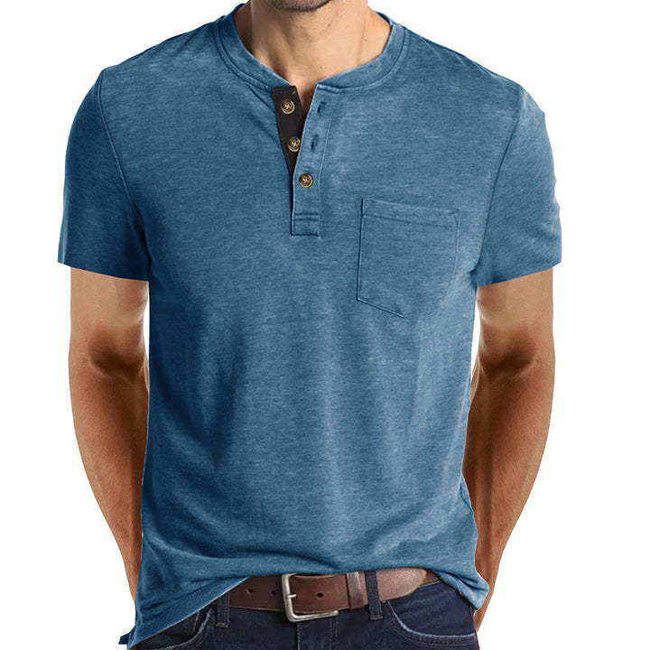 Lune London Short Sleeve Henley Shirt for Men with Pocket Detail