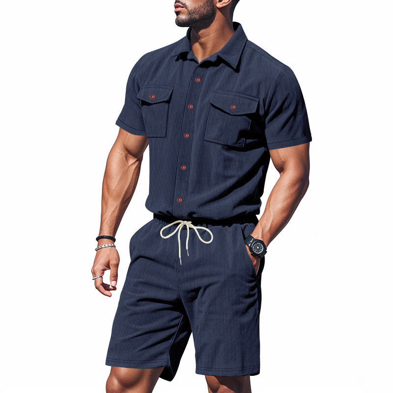 Elegant leisure suit for men with structured details and practical chest pockets Lune London