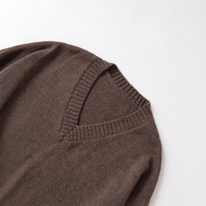 Comfortable knitted sweater for women with V-neck and generous fit Lune London