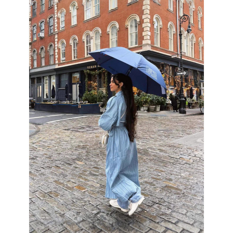 Trench coat for women with striped design and tie belt Lune London