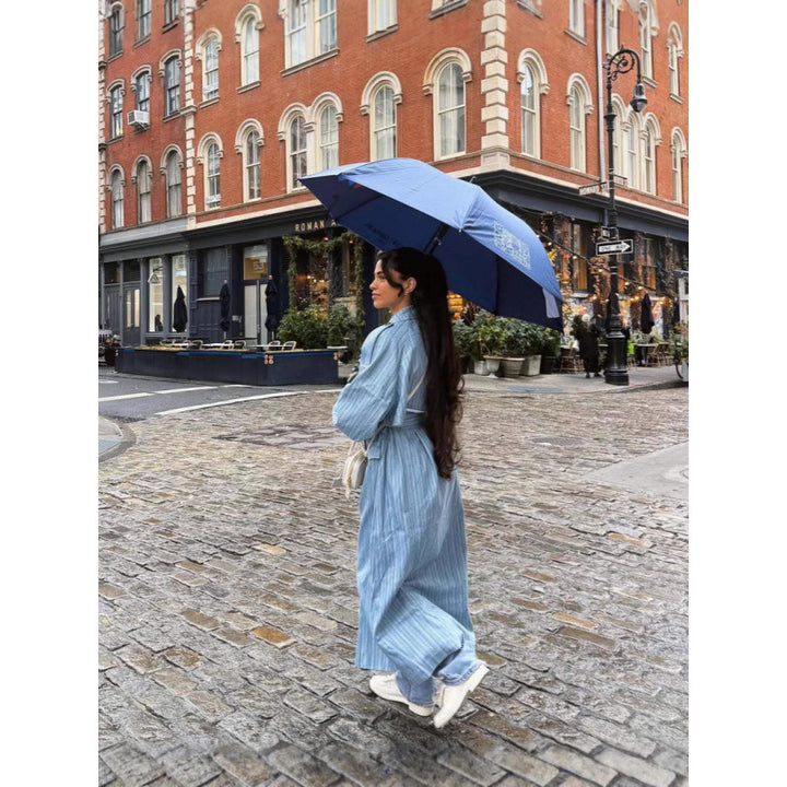 Trench coat for women with striped design and tie belt Lune London