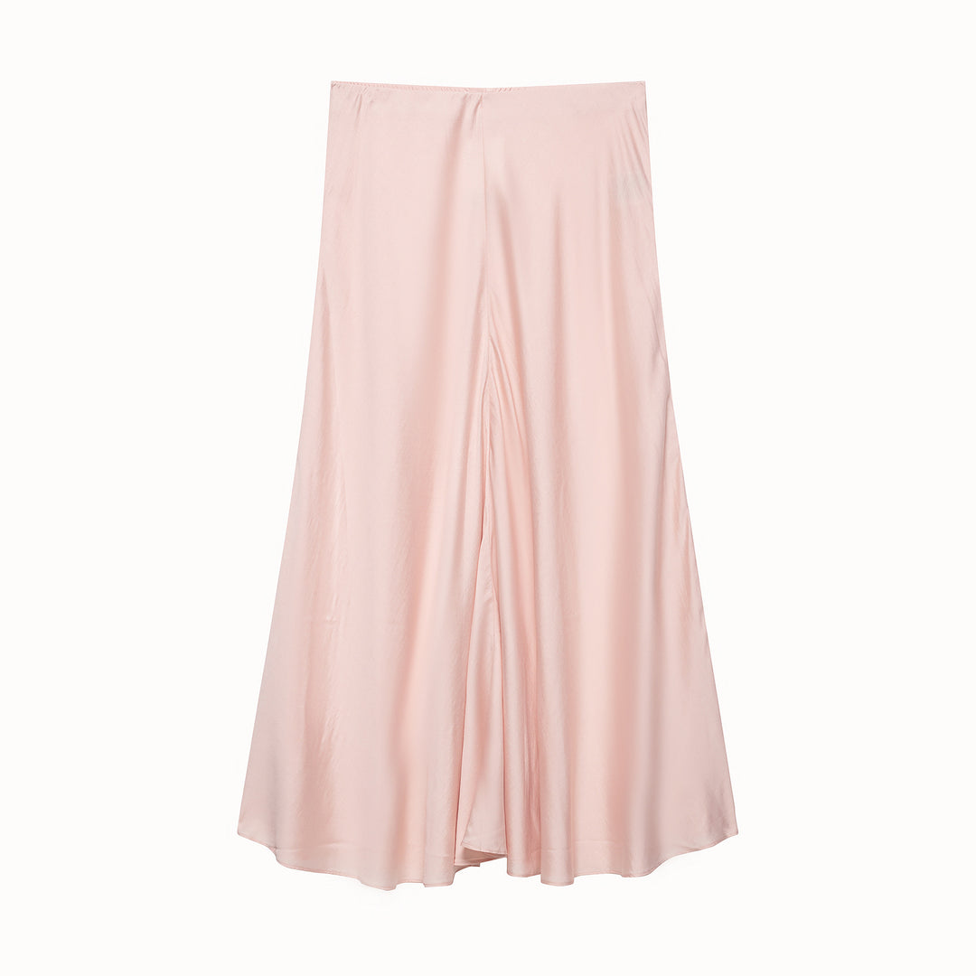 Women's satin midi skirt with high comfort waistband and flared A-line silhouette Amarae