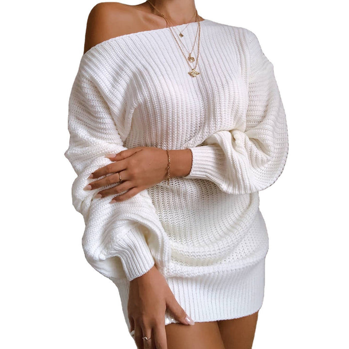 Oversized knitted dress for women with off-the-shoulder and relaxed fit Lune London