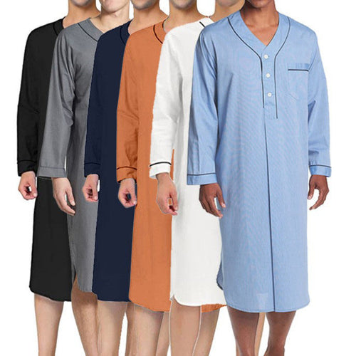 Men's Nightshirt with Elegant Button Placket and Practical Chest Pocket Amarae