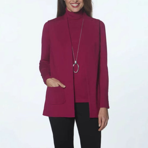 Knitted jacket for women with high collar and practical pockets Amarae