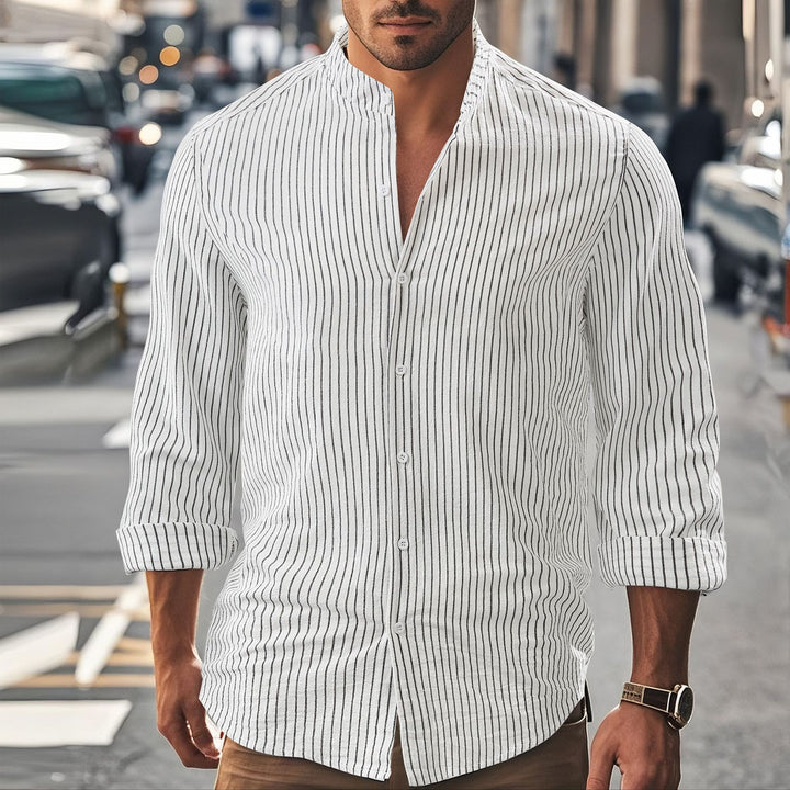 Men's long sleeve shirt with high collar and finely knitted fabric Lune London