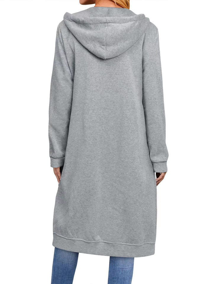 Long hoodie jacket for women in comfortable sweatshirt material with pockets Lune London
