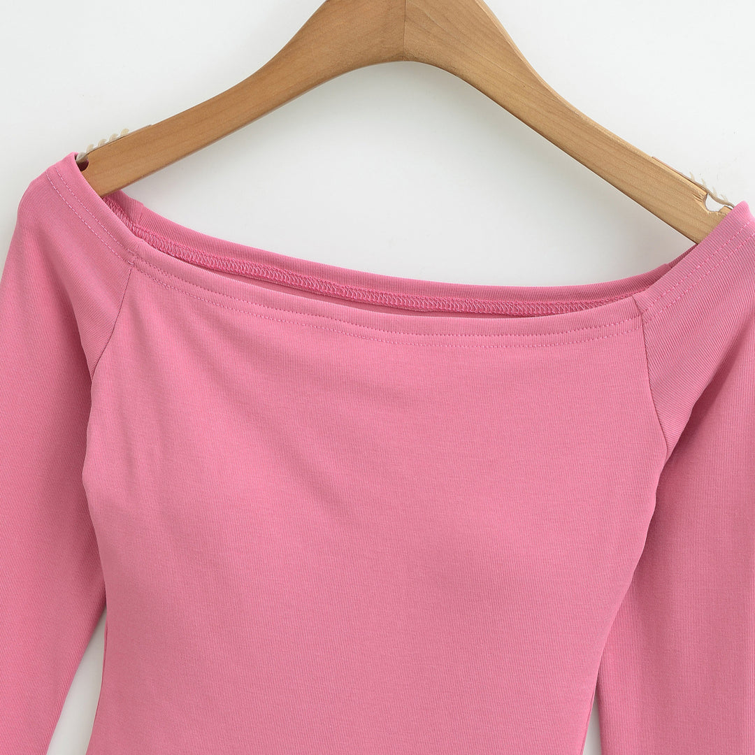 Women Fitted Off-Shoulder Long Sleeve made of Stretch Jersey Amarae