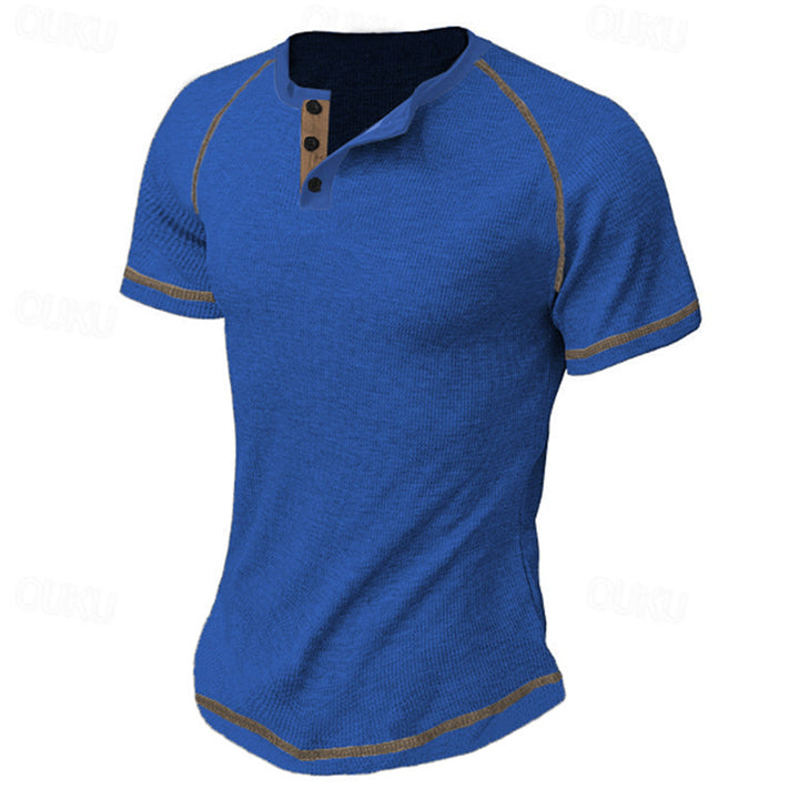 Mid-length sleeve T-shirt for men with button placket Lune London
