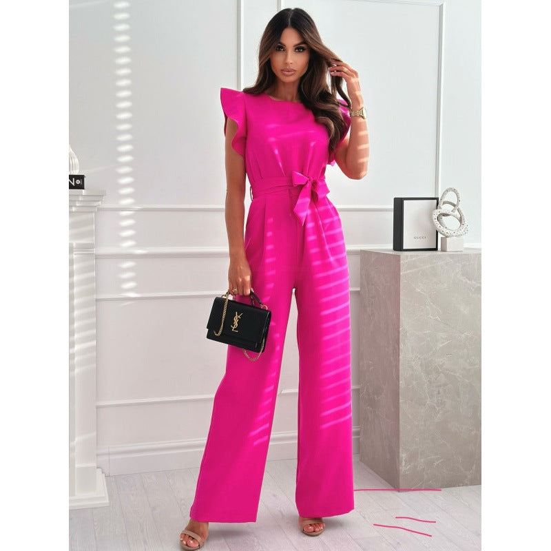 Dame Statement Jumpsuit with wide leg and belt detail Lune London