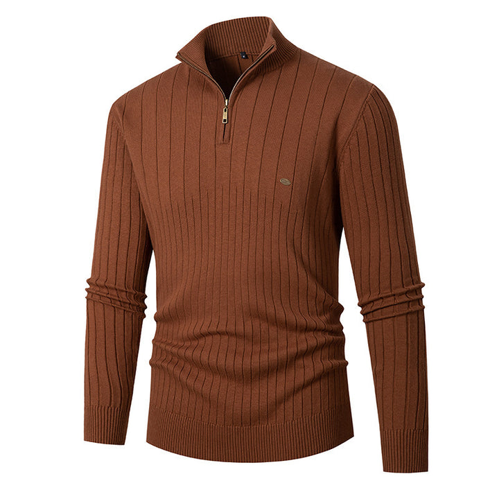 Elegant knitted sweater for men with half-zip and finely ribbed design Lune London