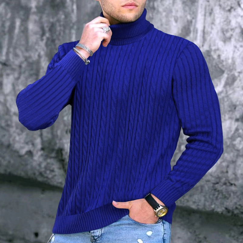 Elegant turtleneck sweater for men with an exquisite twist pattern structure Lune London