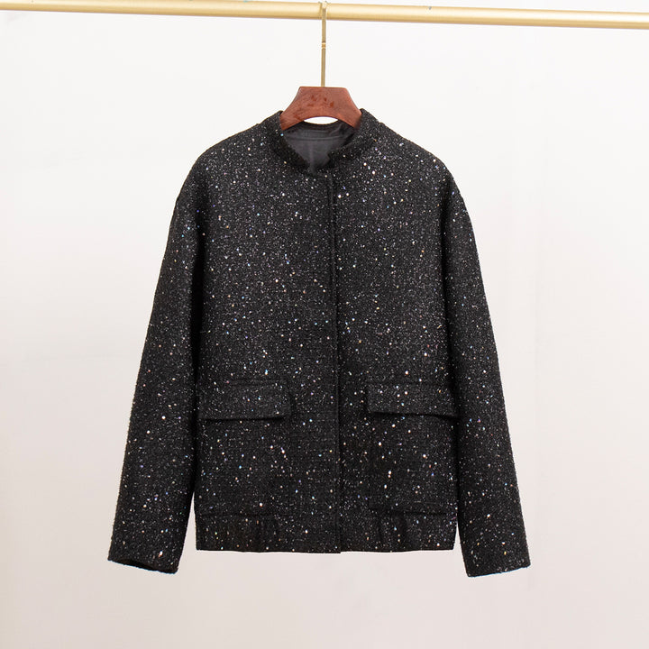 Shimmering fabric jacket for women with short sleeves Lune London