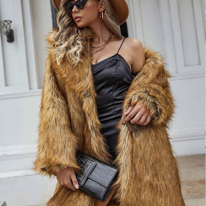 Ladies Luxury Synthetic Fur Coat Chic and Stylish