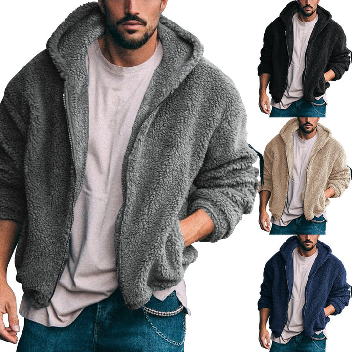 Soft fleece jacket for men with high collar and practical zipper Lune London