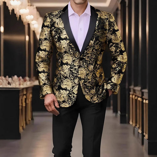 Veste de smoking élégante pour hommes avec un luxueux motif floral en jacquard Amarae