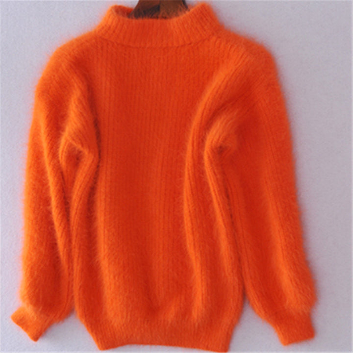 Mohair sweater for women with turtleneck, puff sleeves, and textured design Lune London