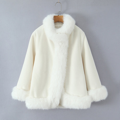 Elegant ladies faux fur jacket with soft collar and modern details Amarae