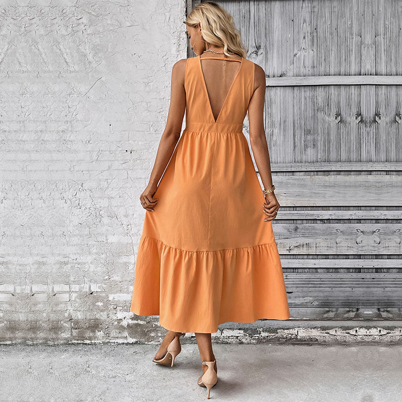 Maxi Button Dress for Women with Fluid Chic Skirt and Style