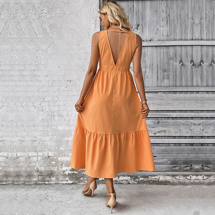 Maxi Button Dress for Women with Fluid Chic Skirt and Style
