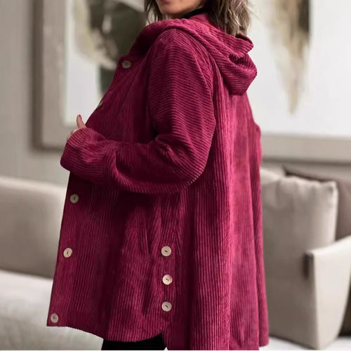 Women’s corduroy hooded jacket with button closure Amarae