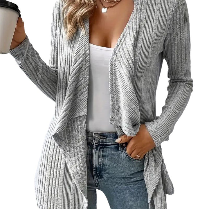 Casual knitted jacket for women with asymmetrical hem Lune London