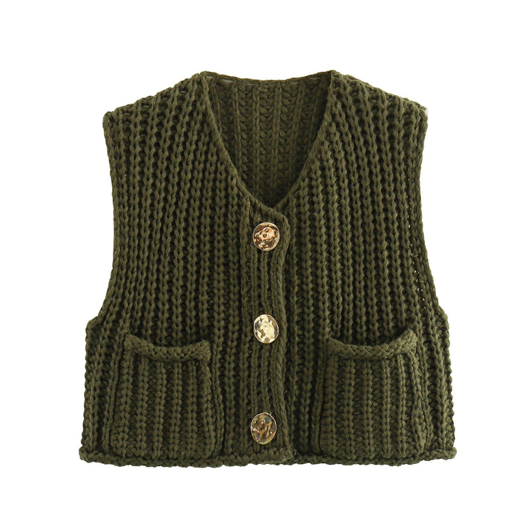 Knitted cardigan for women with button-decorated front and pockets Lune London